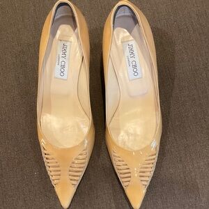 Jimmy Choo Tan Patent Leather Heels